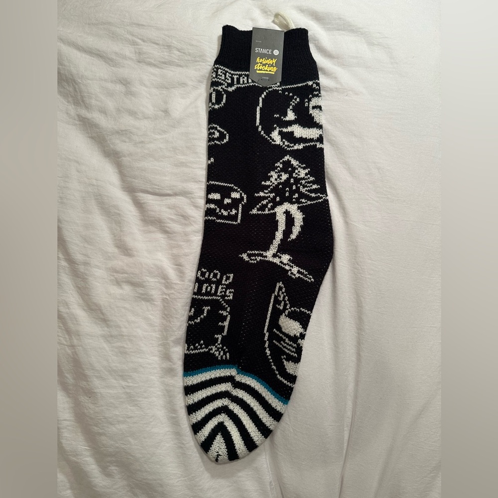 Stance Holiday Stocking Christmas Ssstance Stocking Sock Black & White NWT